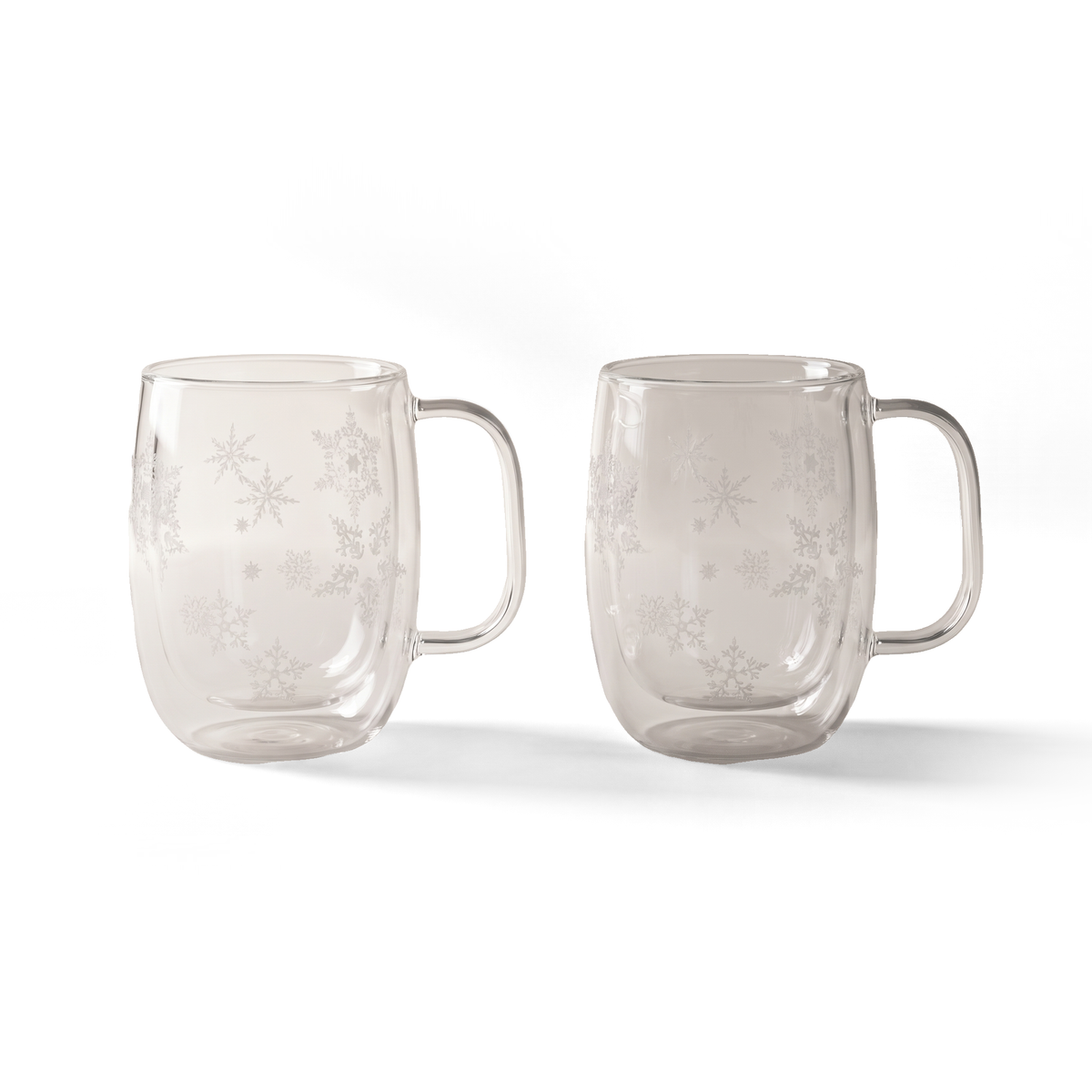 JS Gourmet Lot de 2 mugs Double-Paroi Flocon de Neige, 400 ml - Simple Boutique