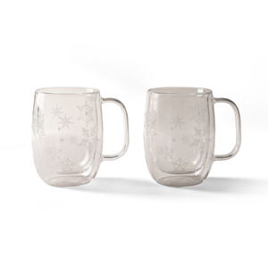 JS Gourmet Lot de 2 mugs Double-Paroi Flocon de Neige, 400 ml - Simple Boutique
