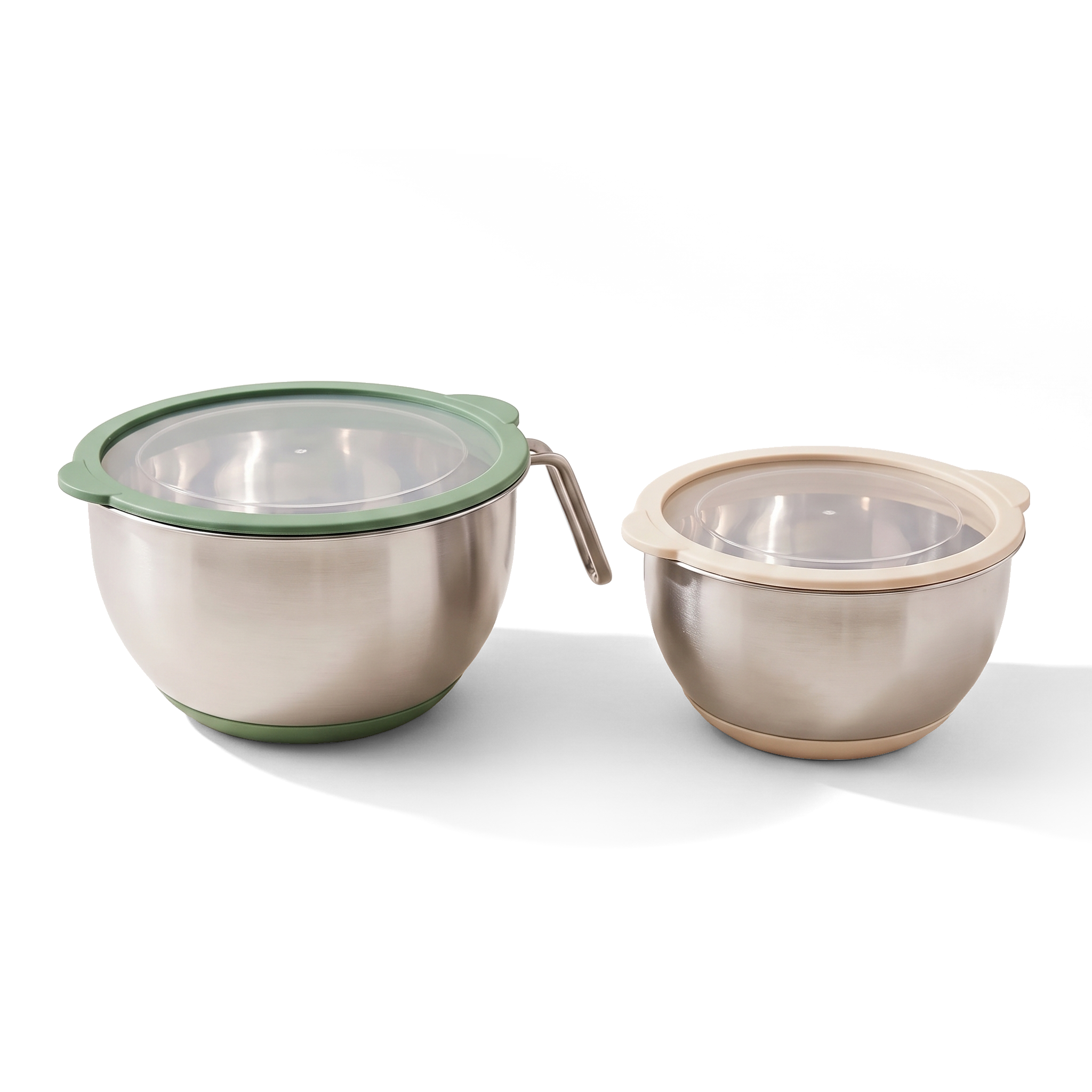 JS Gourmet Lot de 2 saladiers gigognes en acier inoxydable avec couvercles hermétiques et poignées - Simple Boutique