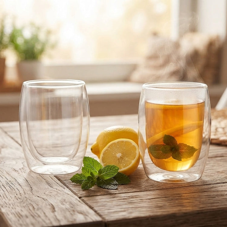 JS Gourmet Lot de 2 tasses en verre à double paroi – 350 ml - Simple Boutique
