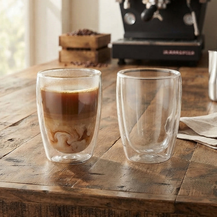 JS Gourmet Lot de 2 tasses en verre à double paroi — 450 ml - Simple Boutique