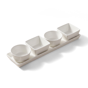 JS Gourmet Mini-bols en porcelaine avec plateau en céramique, ensemble de 5 pièces pour hôtes - Simple Boutique