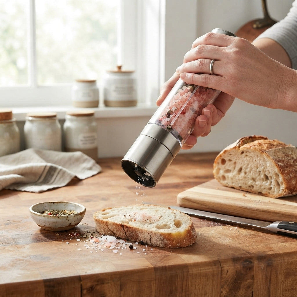 JS Gourmet Moulin à sel et à poivre 2 en 1 - Acier inoxydable - Simple Boutique