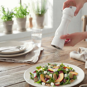 JS Gourmet Moulin à sel ou à poivre en bois d'hévéa - Blanc brillant - Simple Boutique
