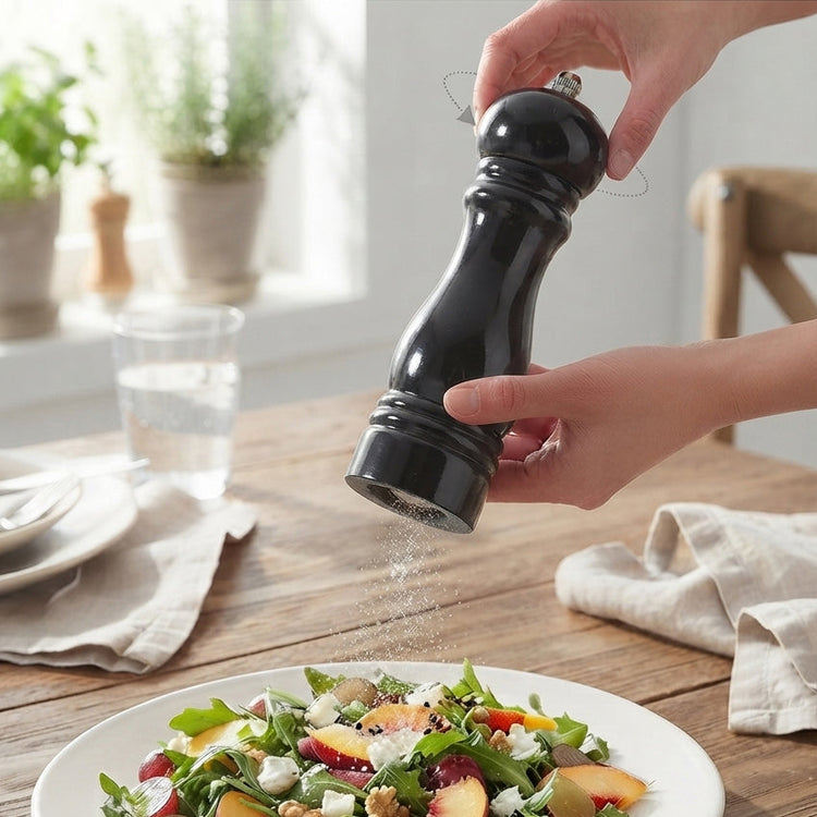 JS Gourmet Moulin à sel ou à poivre en bois d'hévéa - Noir brillant - Simple Boutique