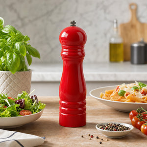 JS Gourmet Moulin à sel ou à poivre en bois d'hévéa - Rouge brillant - Simple Boutique