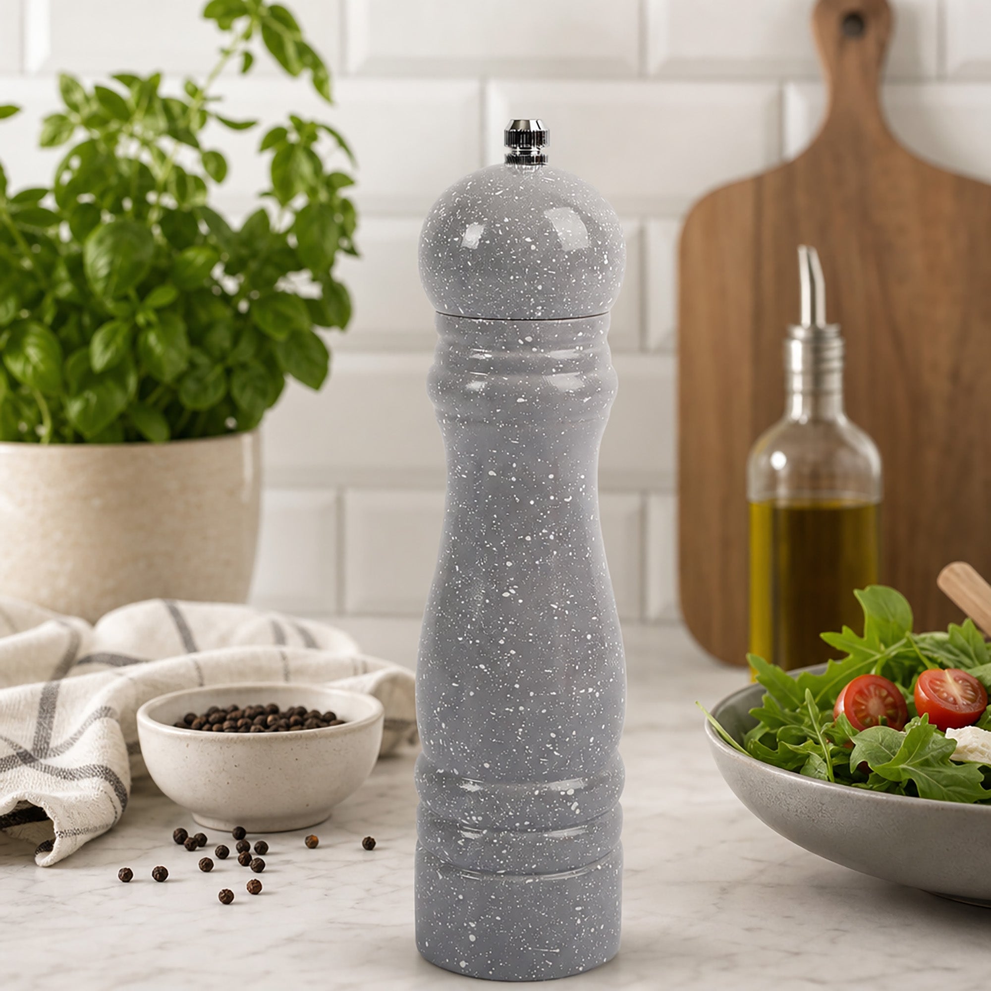 JS Gourmet Moulin à sel ou à poivre en hévéa - Gris moucheté - Simple Boutique