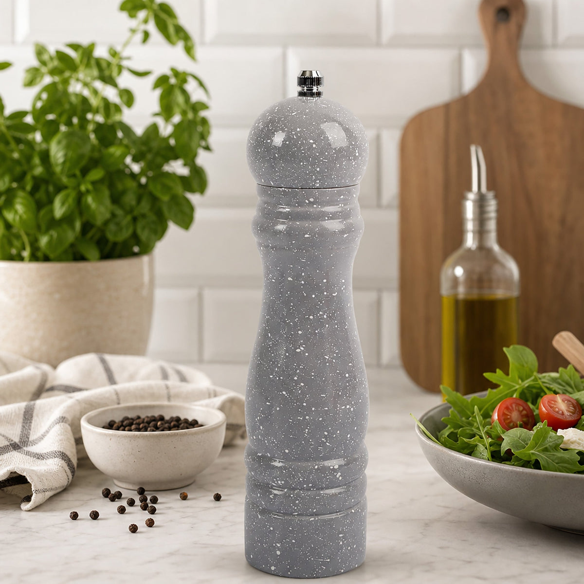 JS Gourmet Moulin à sel ou à poivre en hévéa - Gris moucheté - Simple Boutique