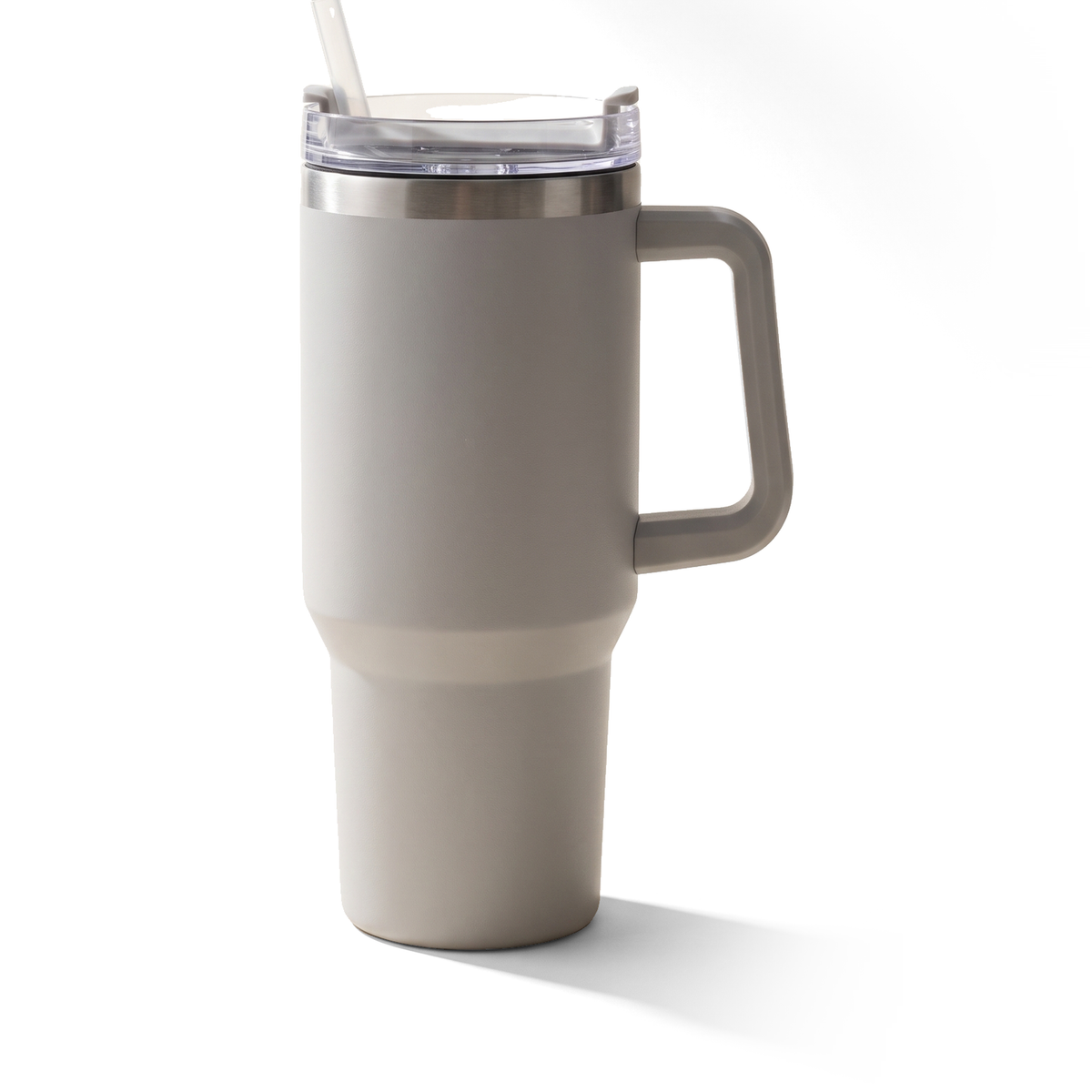JS Gourmet Mug de voyage isotherme double paroi en acier inoxydable, 1,2 L / 40 oz - Gris clair - Simple Boutique