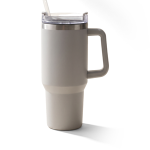 JS Gourmet Mug de voyage isotherme double paroi en acier inoxydable, 1,2 L / 40 oz - Gris clair - Simple Boutique