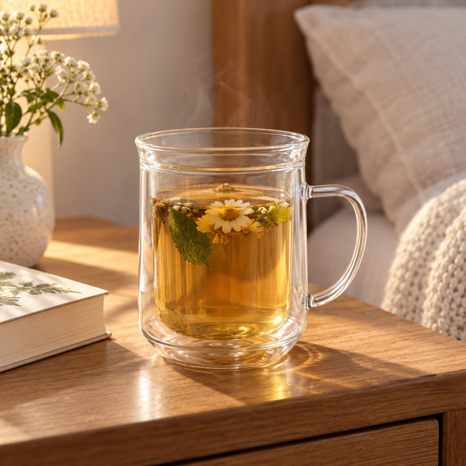 JS Gourmet Mug en verre à double paroi et à lèvre simple avec anse, Lot de 2 - 350 ml - Simple Boutique
