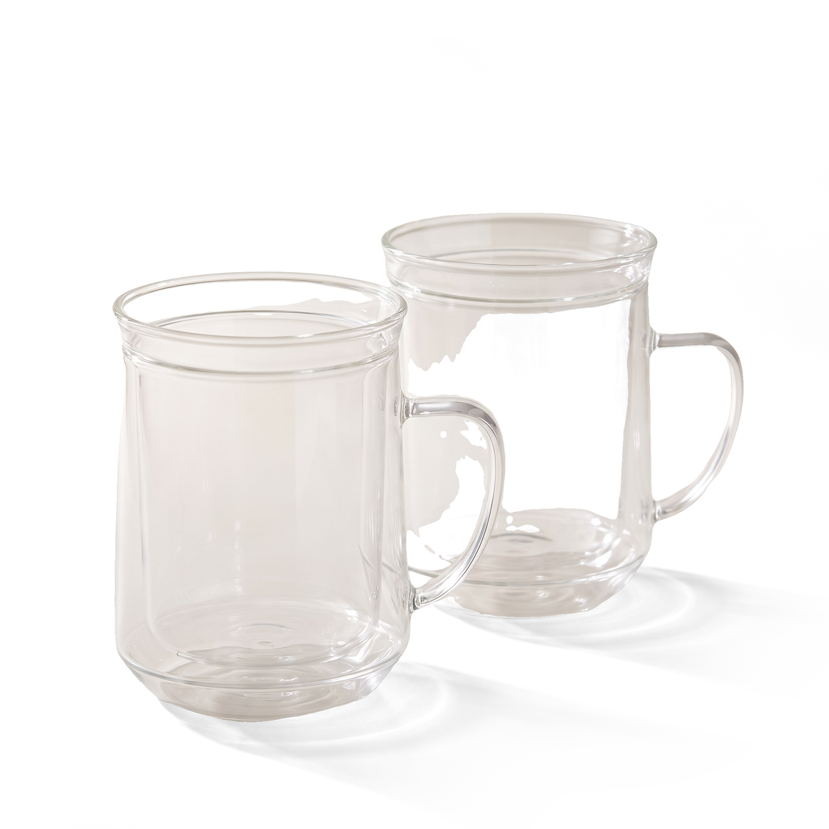 JS Gourmet Mug en verre à double paroi et à lèvre simple avec anse, Lot de 2 - 350 ml - Simple Boutique