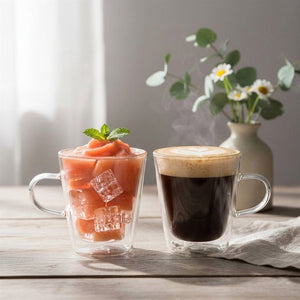 JS Gourmet Mugs en verre double paroi évasés, lot de 2 (250 ml) - Simple Boutique