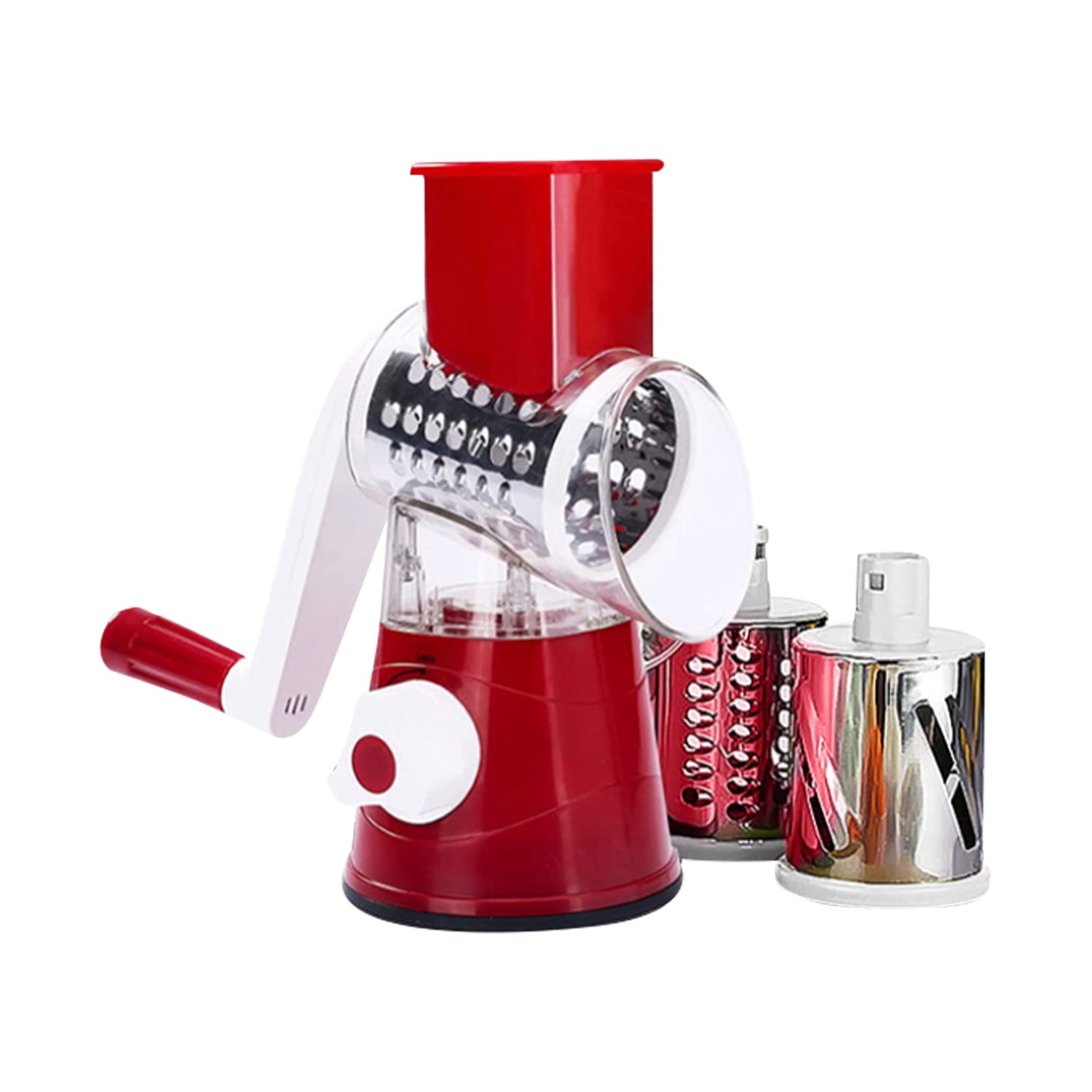 JS Gourmet - Multi-Trancheuse 3 en 1, Tranche, Déchiquète et Rape, Rouge - Simple Boutique