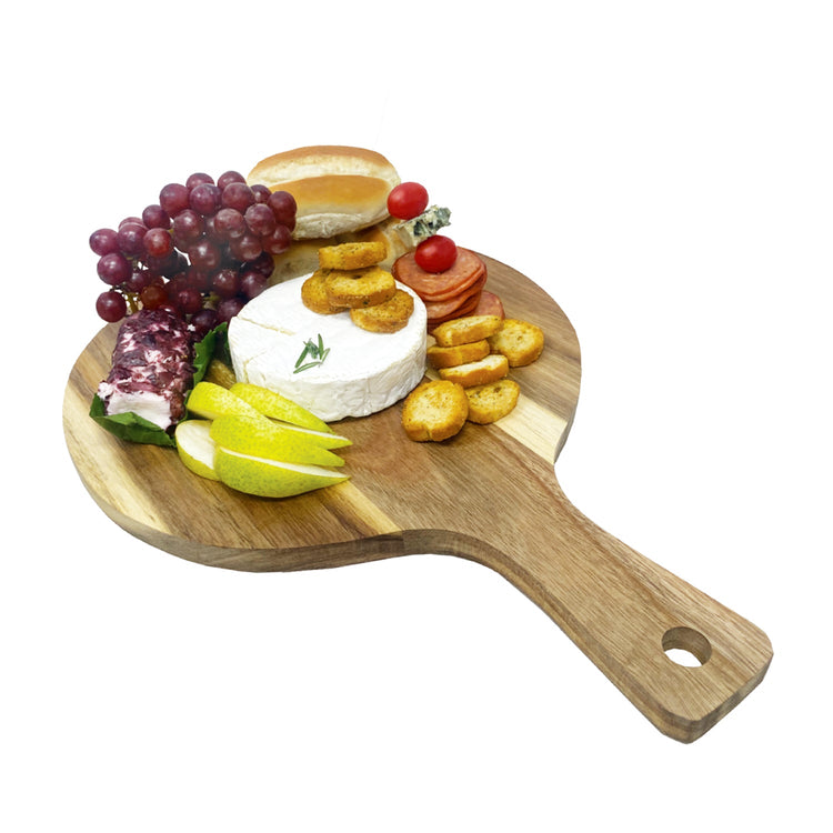 JS Gourmet - Planche à Fromage Ronde avec Poignée, Fabriqué en Bois d'acacia - Simple Boutique