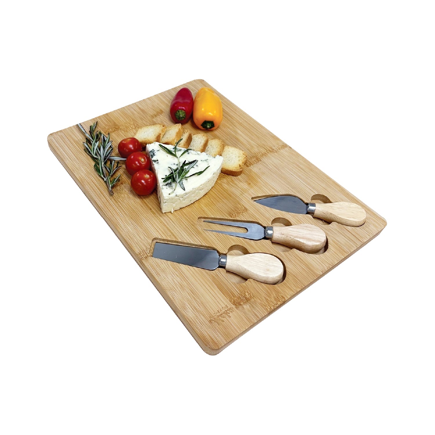JS Gourmet - Planche à Fromage en Bambou avec 3 Couteaux - Simple Boutique