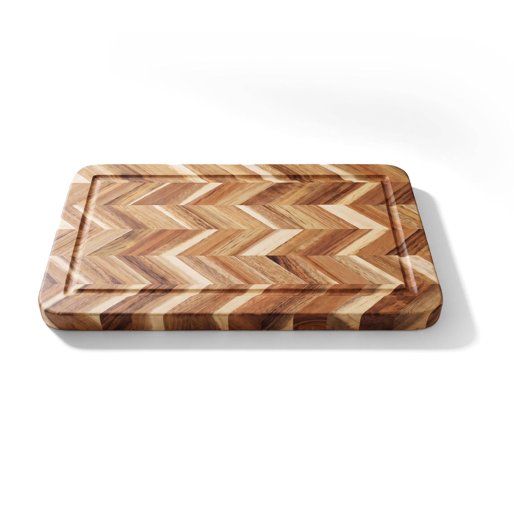 JS Gourmet Planche à découper et de service rectangulaire en bois d'acacia avec motif à chevrons - Simple Boutique