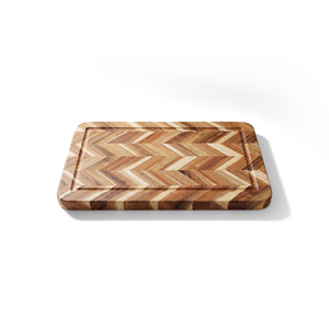 JS Gourmet Planche à découper et de service rectangulaire en bois d'acacia avec motif à chevrons - Simple Boutique