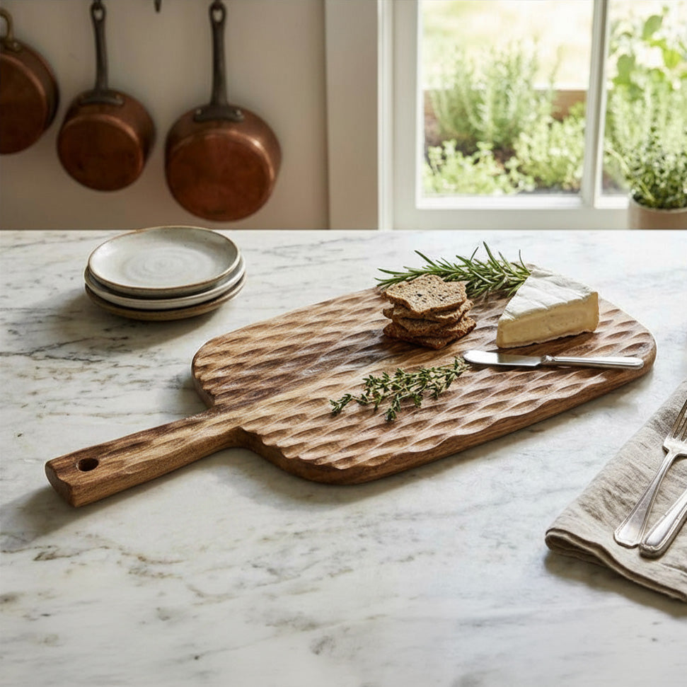 JS Gourmet Planche à pagaie en bois d'acacia cannelé - Simple Boutique