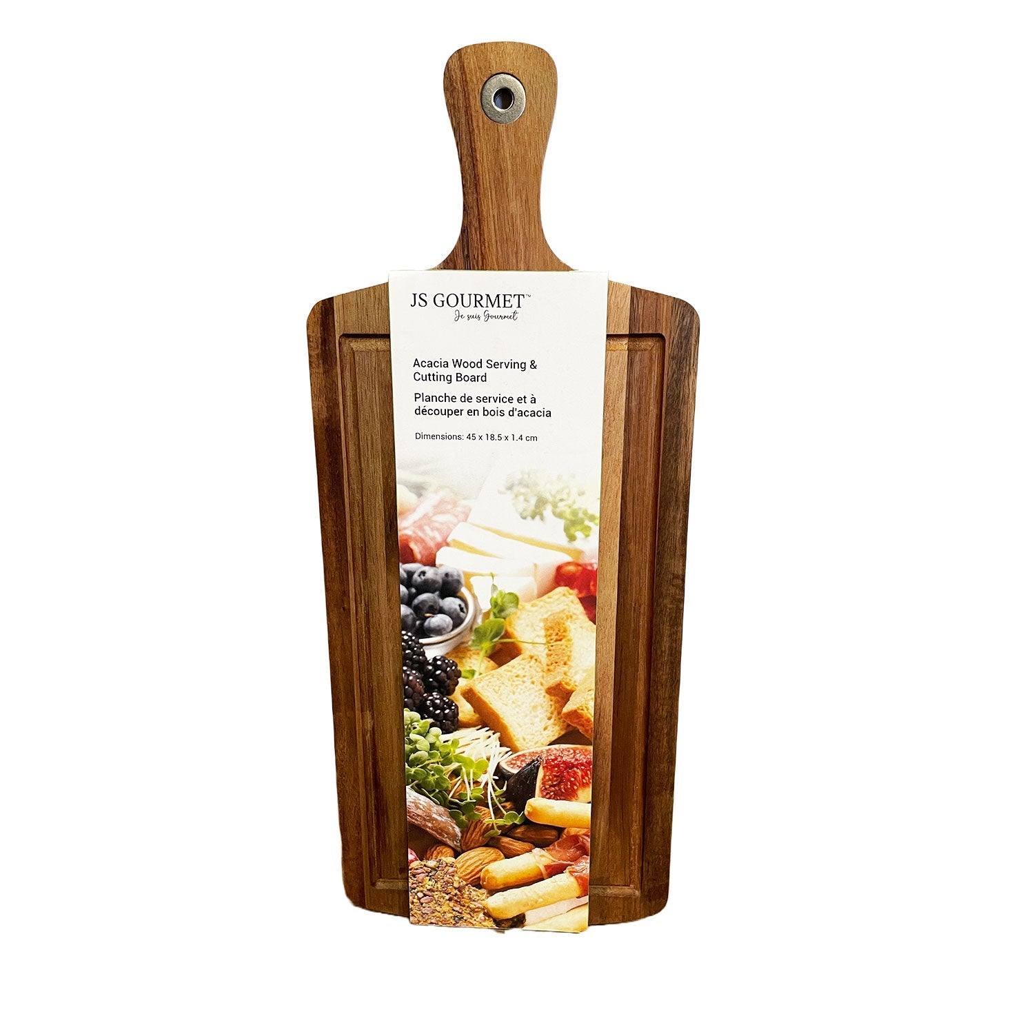 JS Gourmet - Planche de Service et à Découper en Bois d'acacia avec Poigné - Simple Boutique