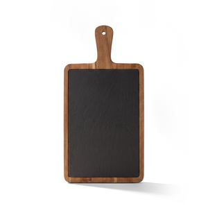 JS Gourmet Planche de service en bois d'acacia avec insert amovible en ardoise noire - Simple Boutique