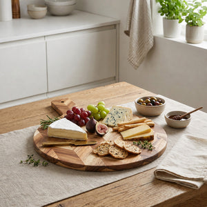 JS Gourmet Planche de service en bois d'acacia avec motif à chevrons - Simple Boutique