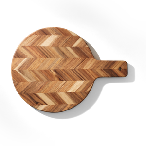 JS Gourmet Planche de service en bois d'acacia avec motif à chevrons - Simple Boutique