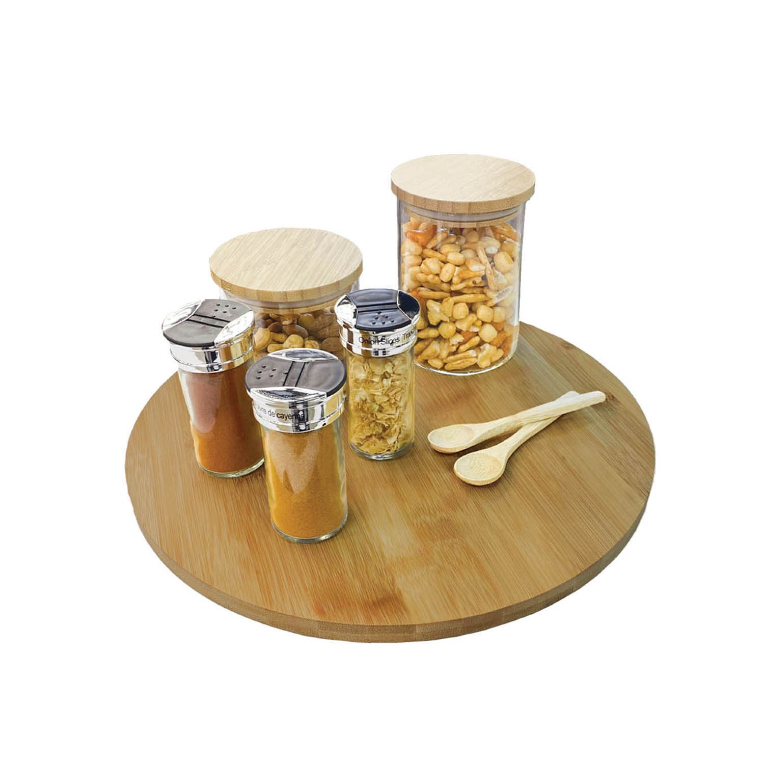 JS Gourmet - Plateau Tournant Lazy Suzan en Bambou, Diamètre de 14" - Simple Boutique
