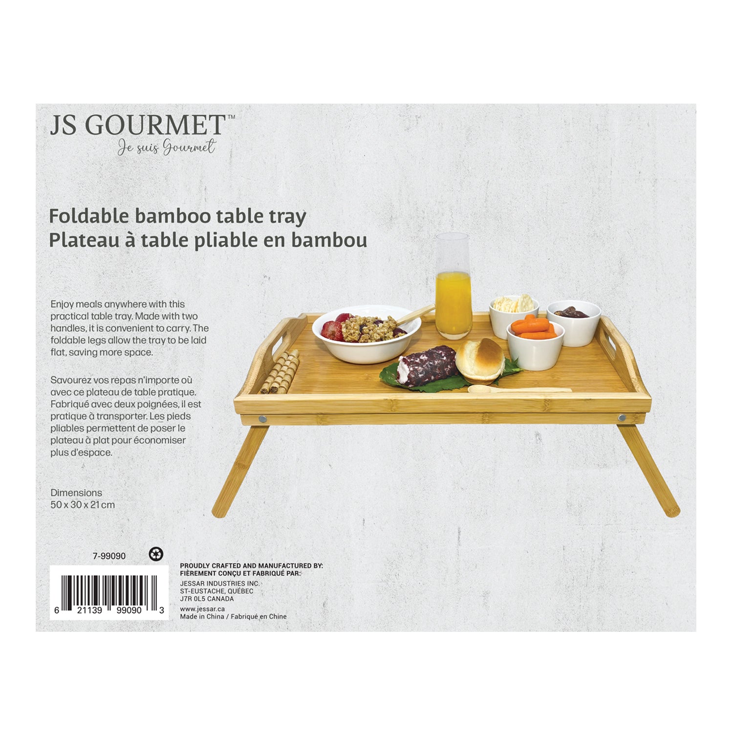 JS Gourmet - Plateau à Déjeuner/Repas Pliable, Fabriqué en Bambou - Simple Boutique