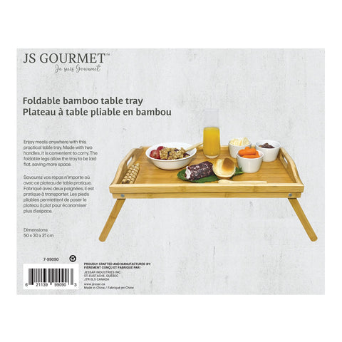 JS Gourmet - Plateau à Déjeuner/Repas Pliable, Fabriqué en Bambou