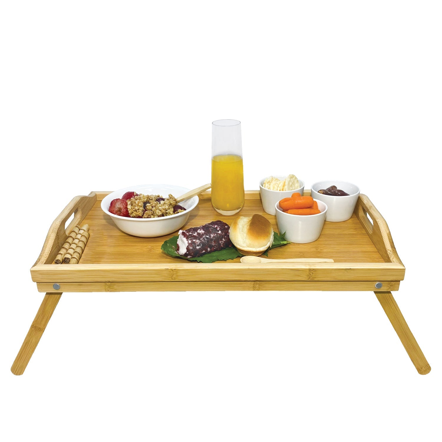 JS Gourmet - Plateau à Déjeuner/Repas Pliable, Fabriqué en Bambou - Simple Boutique