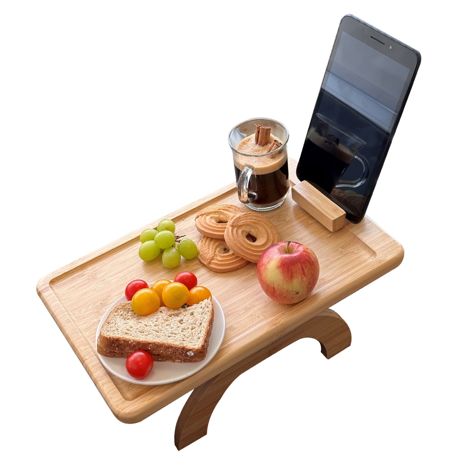 JS Gourmet - Plateau de Canapé en Bambou avec Support pour Téléphone - Simple Boutique
