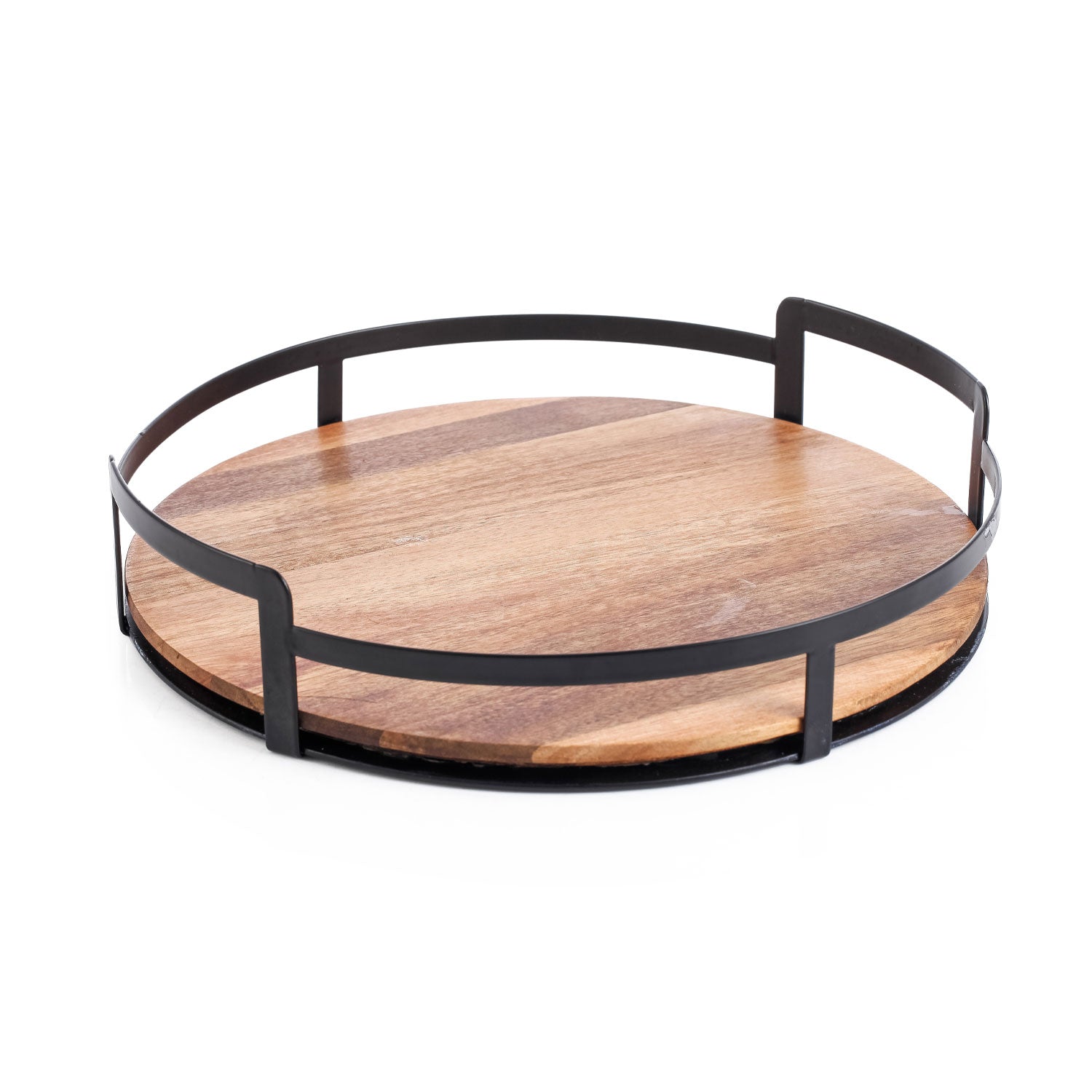 JS Gourmet - Plateau de Service Rond en Bois d'acacia - Simple Boutique