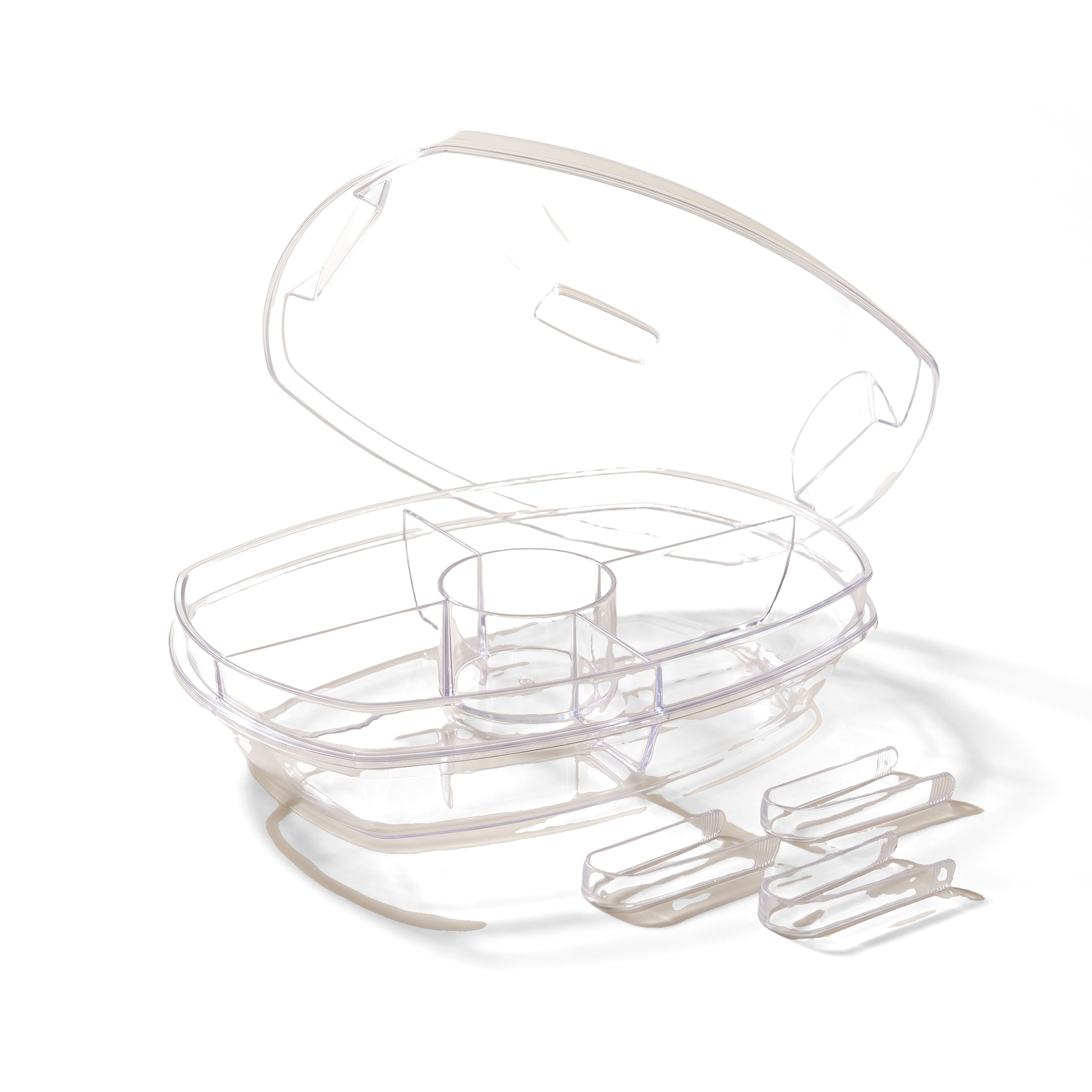 JS Gourmet Plateau de service divisé 2 en 1 avec couvercle bac à glace et 4 compartiments — 15 po - Simple Boutique