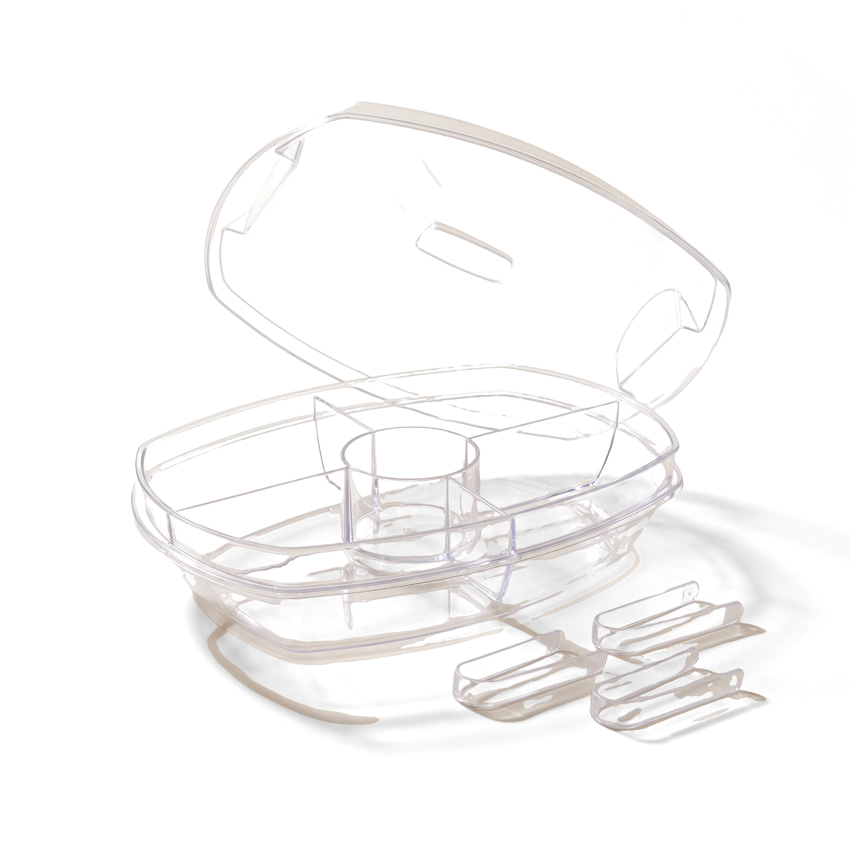 JS Gourmet Plateau de service divisé 2 en 1 avec couvercle bac à glace et 4 compartiments — 15 po - Simple Boutique