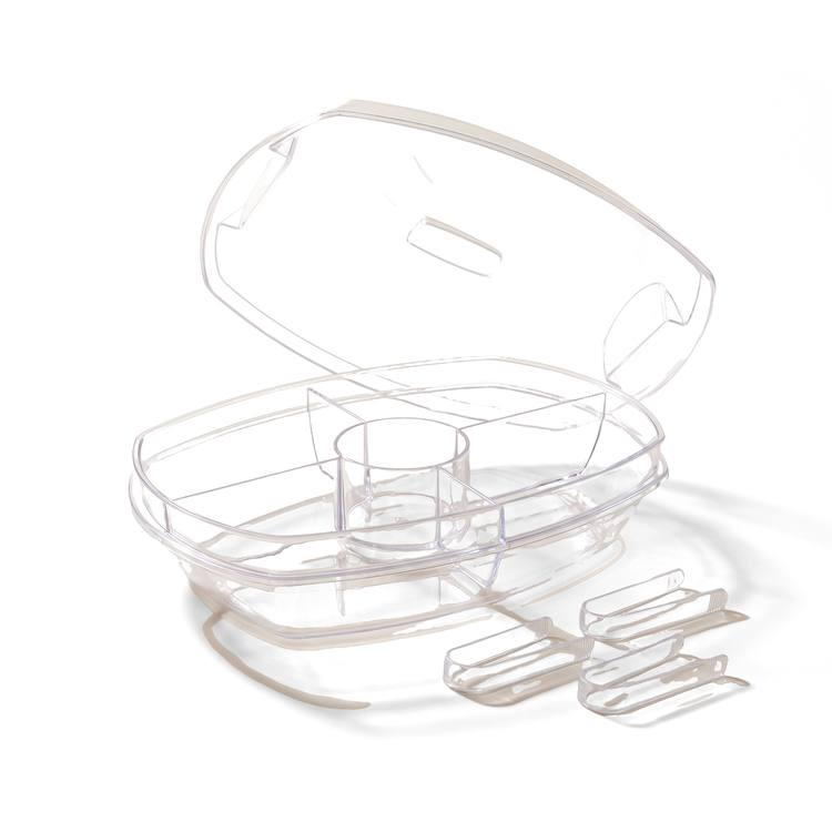 JS Gourmet Plateau de service divisé 2 en 1 avec couvercle bac à glace et 4 compartiments — 15 po - Simple Boutique