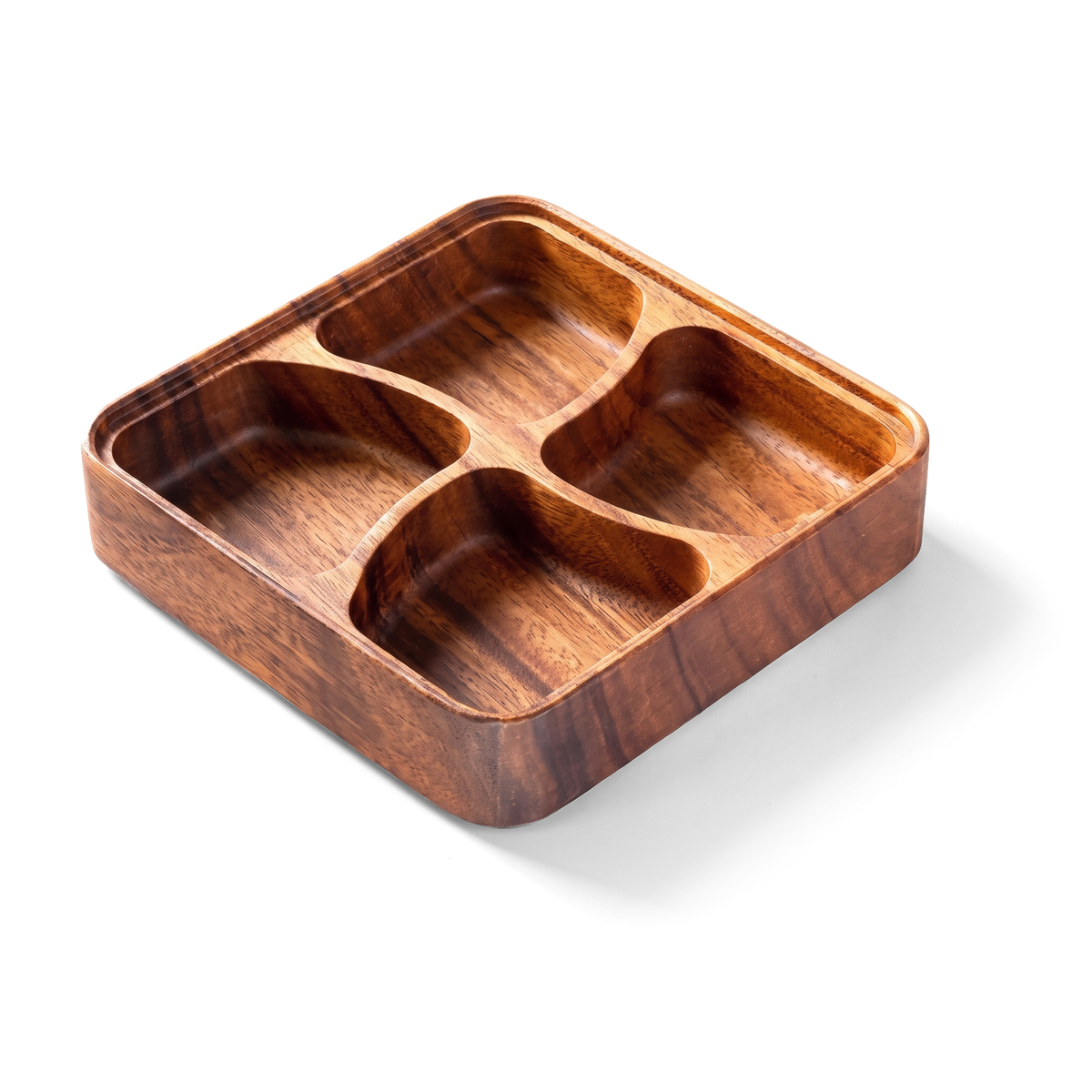 JS Gourmet Plateau de service en bois d'acacia avec 4 compartiments - Simple Boutique