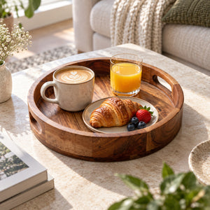 JS Gourmet Plateau de service en bois d'acacia avec poignée - Simple Boutique