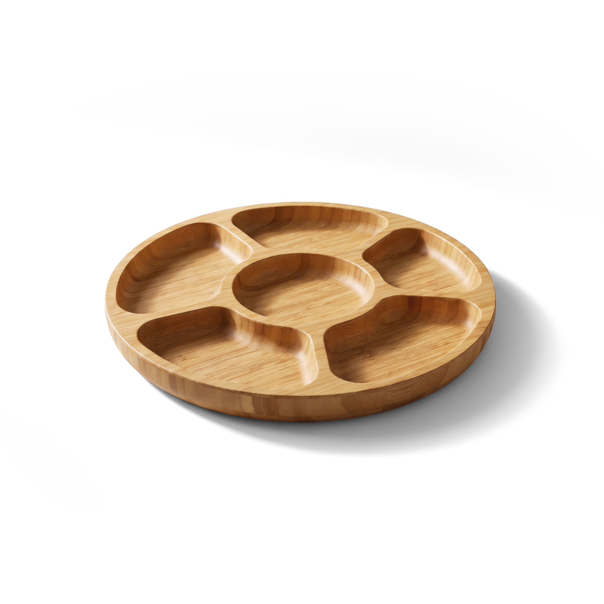 JS Gourmet Plateau de service rond en bambou à sections multiples — 31,5 cm de diamètre - Simple Boutique