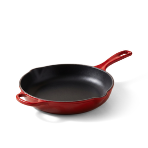 JS Gourmet Poêle en fonte émaillée - Rouge cerise, 26 cm - Simple Boutique