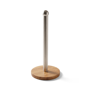 JS Gourmet Porte-rouleau d'essuie-tout en acier inoxydable et bambou - Simple Boutique