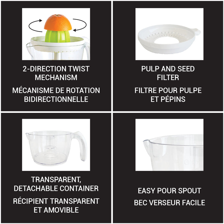 JS Gourmet Presse-agrumes électrique - 0,7 L, 25 W - Simple Boutique