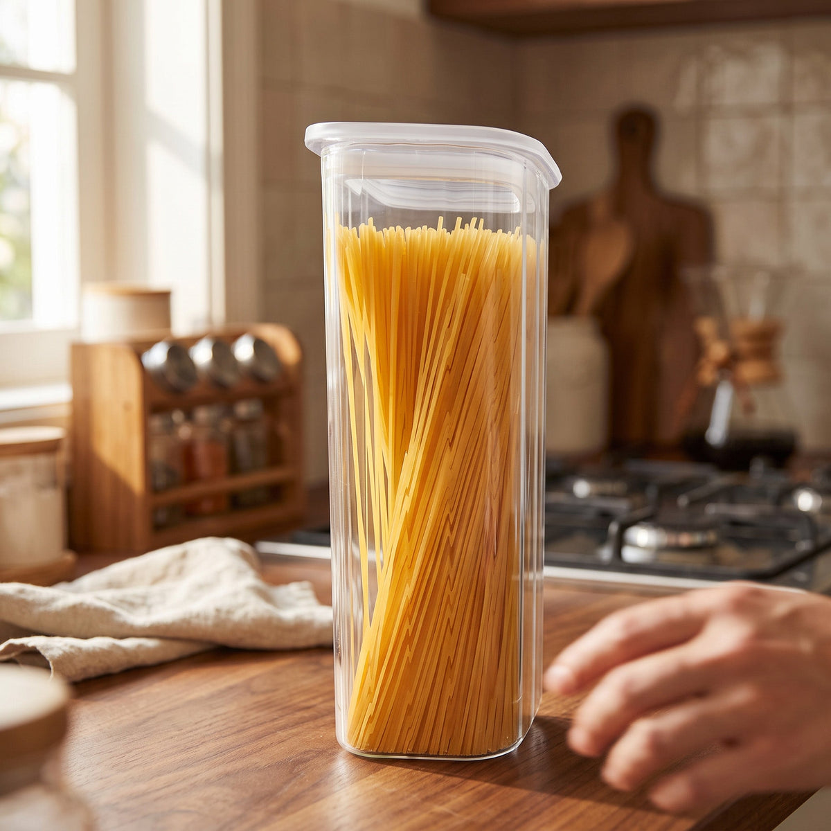 JS Gourmet Récipient alimentaire carré en verre borosilicate - 2100 ml - Lot de 3 - Simple Boutique