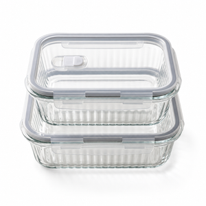 JS Gourmet Récipients alimentaires en verre borosilicate avec couvercles à évent, 1520 ml et 1040 ml - Lot de 2 - Simple Boutique