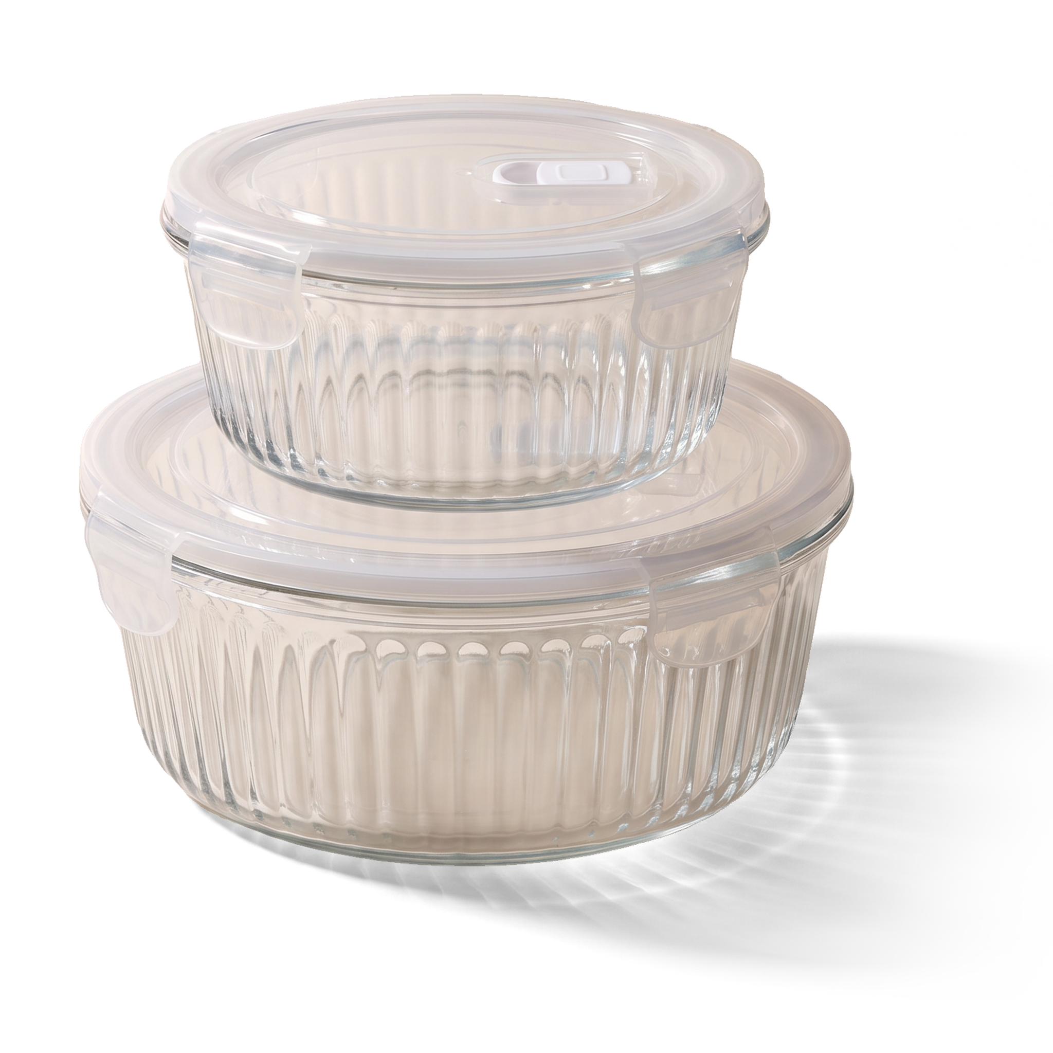 JS Gourmet Récipients alimentaires ronds en verre borosilicate avec couvercles à évent, 620 ml et 950 ml - Lot de 2 - Simple Boutique