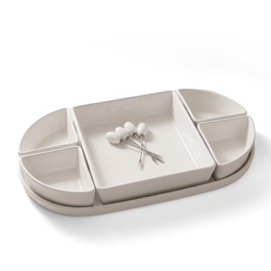 JS Gourmet Service de présentation en céramique blanche 6 pièces avec plateau et 4 piques - Simple Boutique