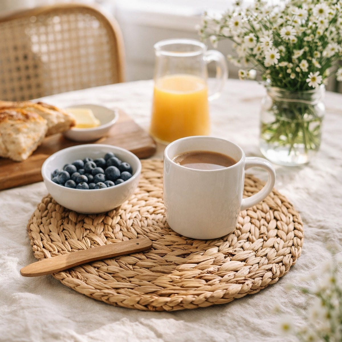 JS Gourmet Set de table rond en jacinthe d'eau - Lot de 4 - Simple Boutique