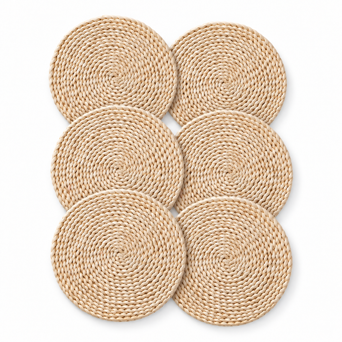 JS Gourmet Set de table rond en jonc de mer - Lot de 6 - Simple Boutique