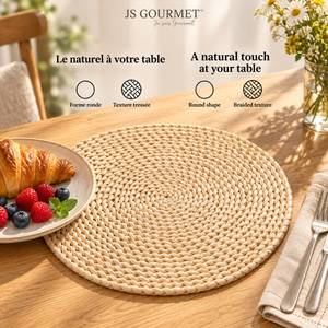 JS Gourmet Set de table rond en quenouille - Lot de 6 - Simple Boutique