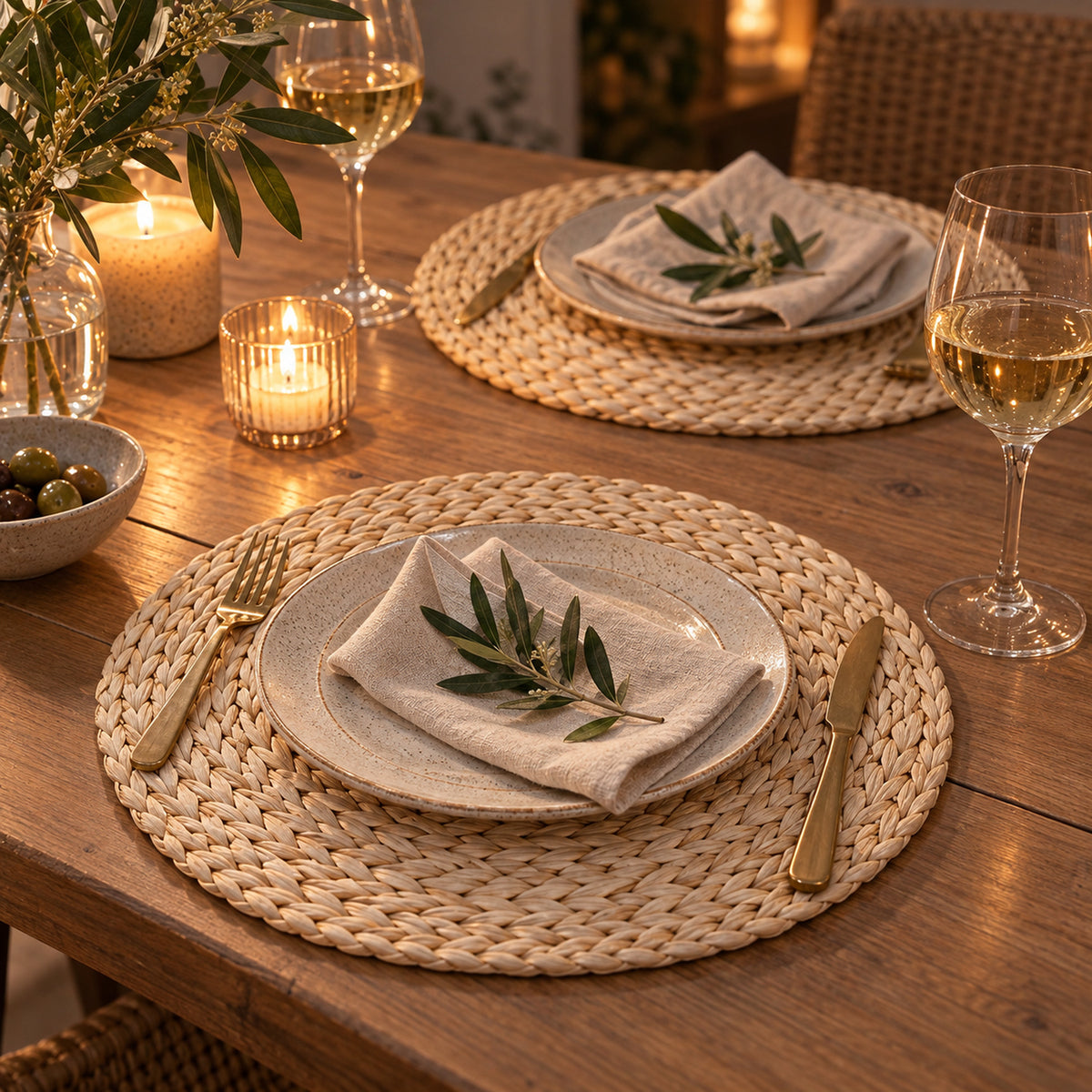 JS Gourmet Set de table rond en quenouille - Lot de 6 - Simple Boutique